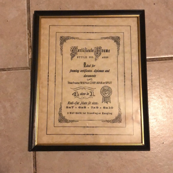 Accents 8x1 Certificate Frame Poshmark